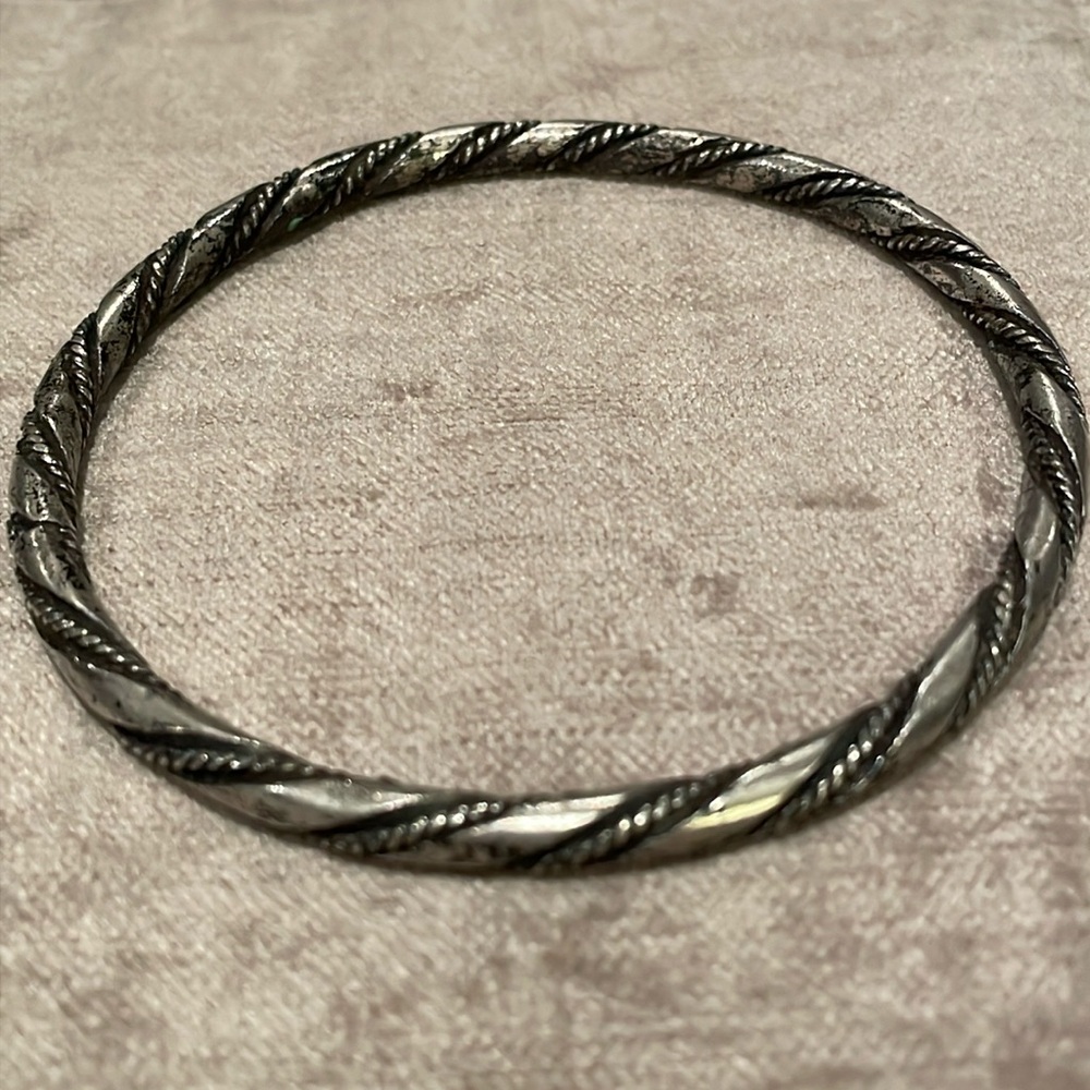 Vintage Southwestern Mexican Rope Bangle Sterling Silver Vintage Bracelet